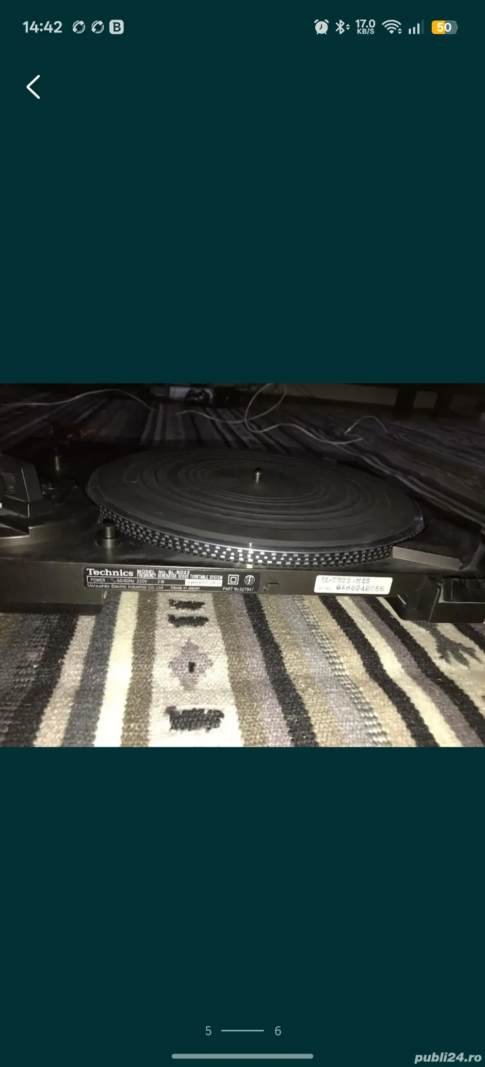 Pick-up Technics SL-BD22 impecabil estetic si functional