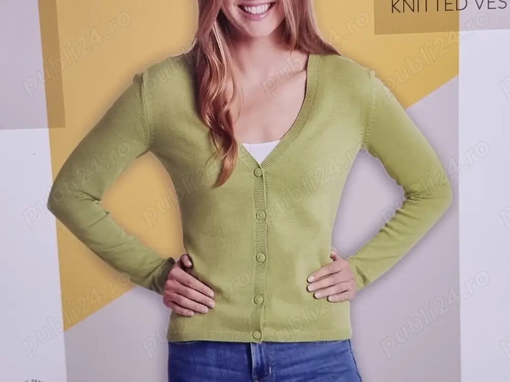 Bluza cu nasturi, sfeter, pulover, marimea L dama, verde fistic