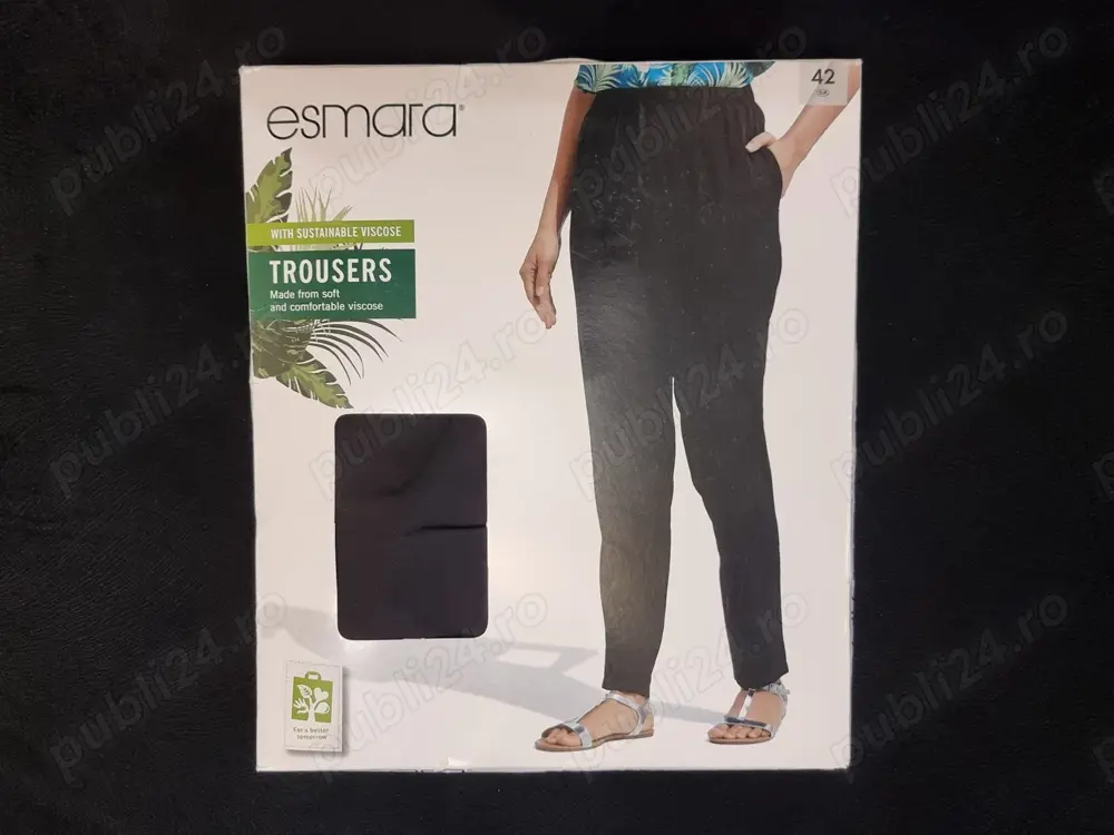 Pantalon dama marimea 42, negru, usori de vara, lejeri, noi