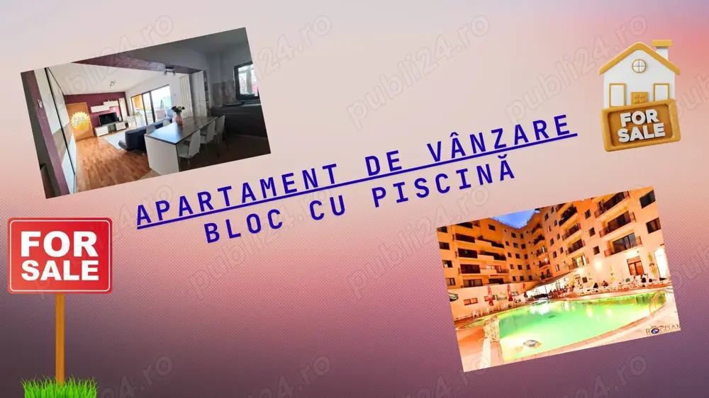 Apartament de vânzare, 3 camere, bloc cu piscină   Pitești