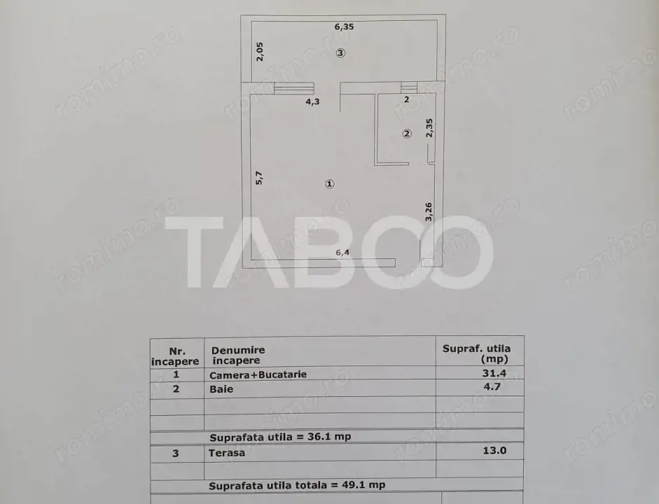 Studio de vanzare 36 mp util + terasa 13 mp finalizata 01 octombrie Studio de vanzare 36 mp util + terasa 13 mp finalizata 01 octombrie