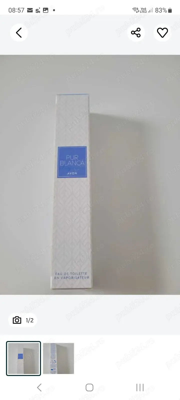 apa de toaleta Pur Blanca