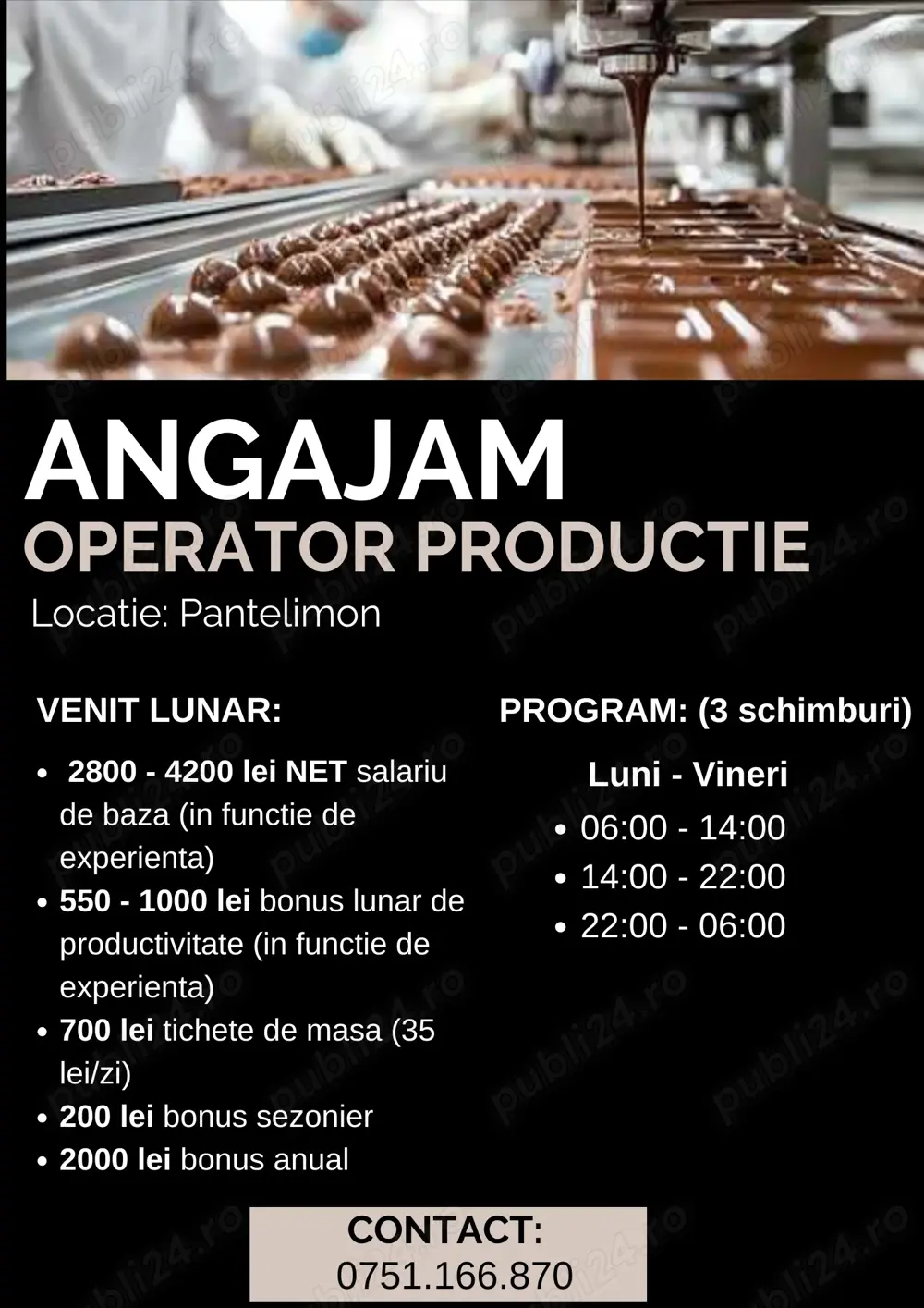 Operator Productie - Fabrica de ciocolata Pantelimon