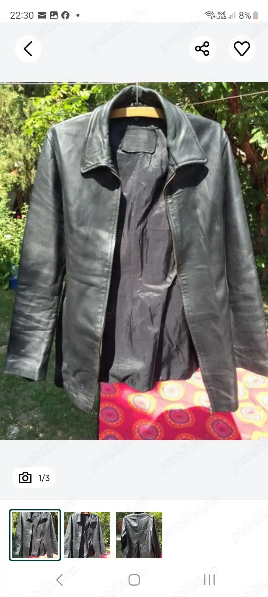 geaca de piele, dama, marimea M