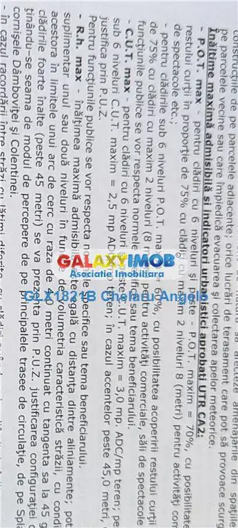 Unirii -Sfanta Vineri teren 473 mp, deschidere 29 ml, POT 70%, CUT 3