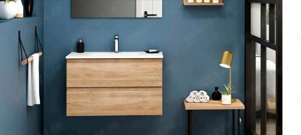 Set mobilier baie 80 cm Stejar mobilier+lavoar