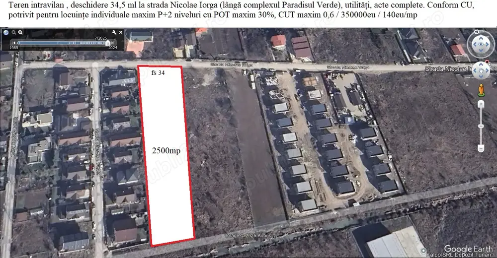 Teren dezvoltare Tunari 2500mp fs 34mp