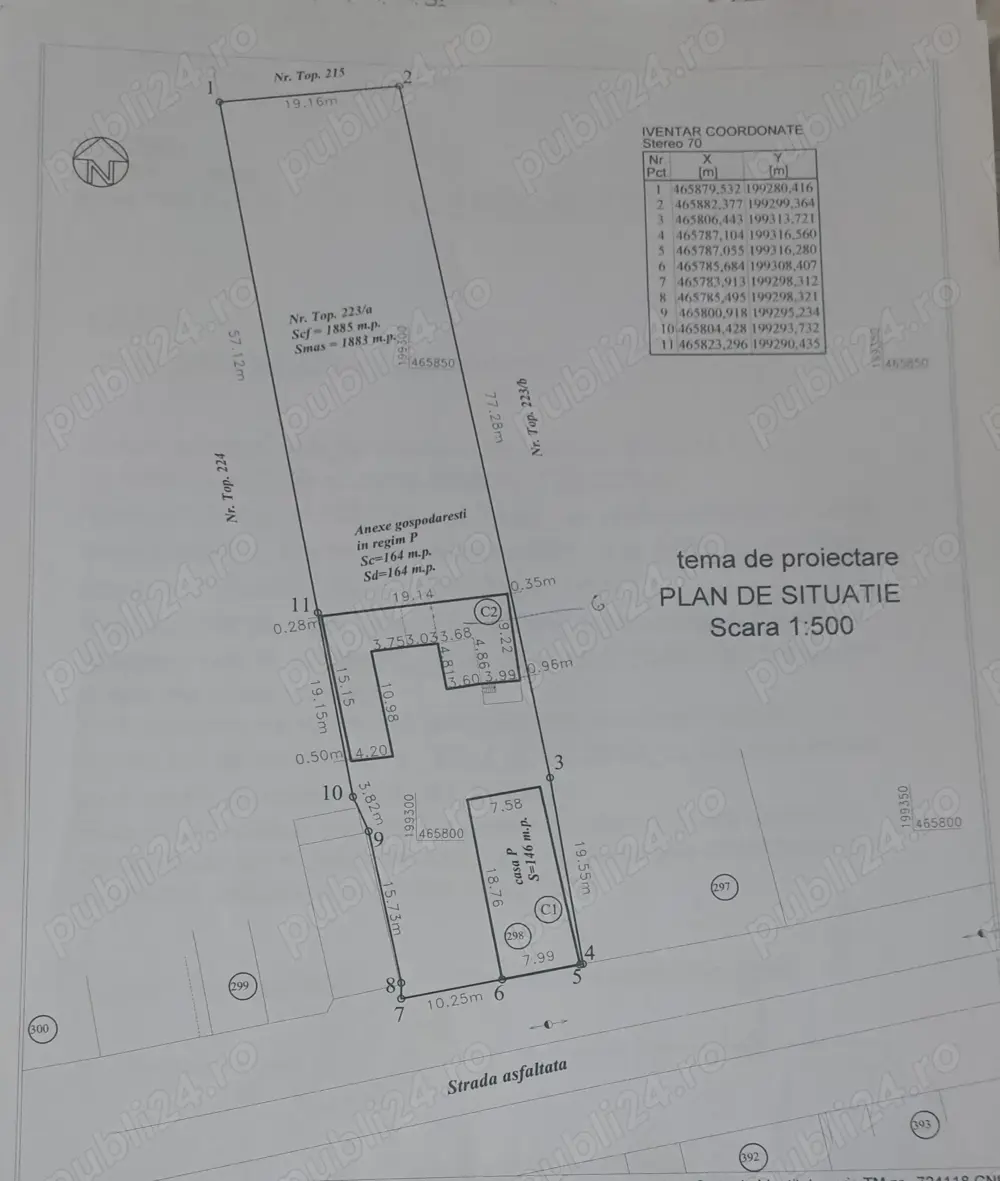 Vand Proprietate ( 2 case+ teren 1880mp)  în Parta, zona centrala