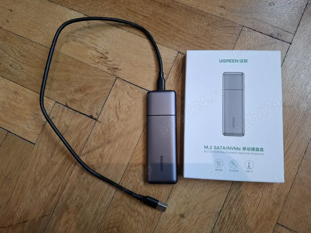  Carcasa Rack SSD M.2 NGFF B-Key, Ugreen CM400, USB 3.0 3.1 Gen 1, 5Gbps, Space Gray