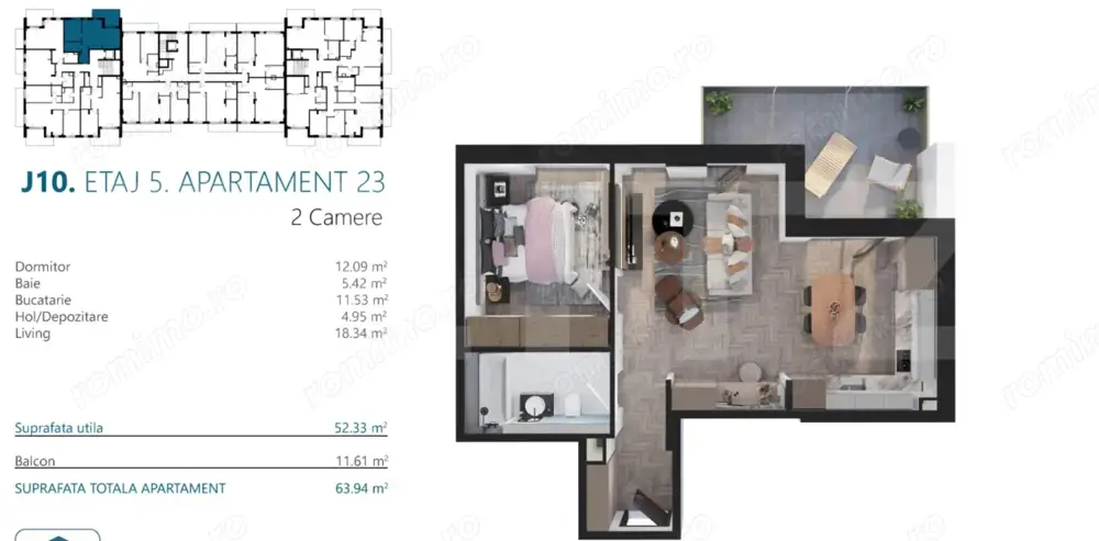 Apartament 2 camere, 53 mp, etaj intermediar, bloc nou, Zona Elite City