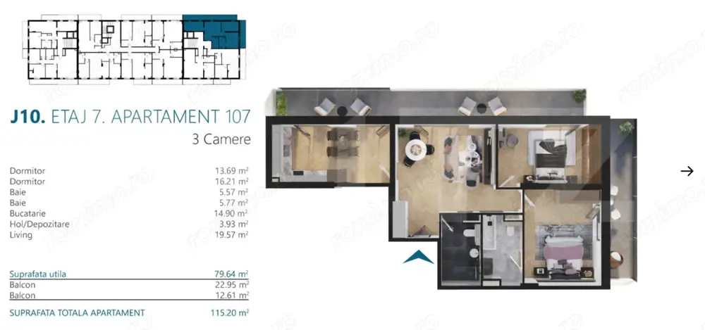 Apartament 4 camere, cu terase 36 mp, super view, zona Elite