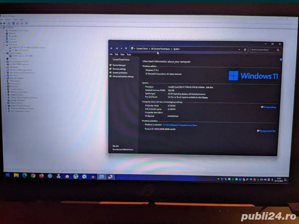 Vand (fara schimburi+pret fix) Laptop ASUS ROG GL703VM 17.3 FHD 120HZ