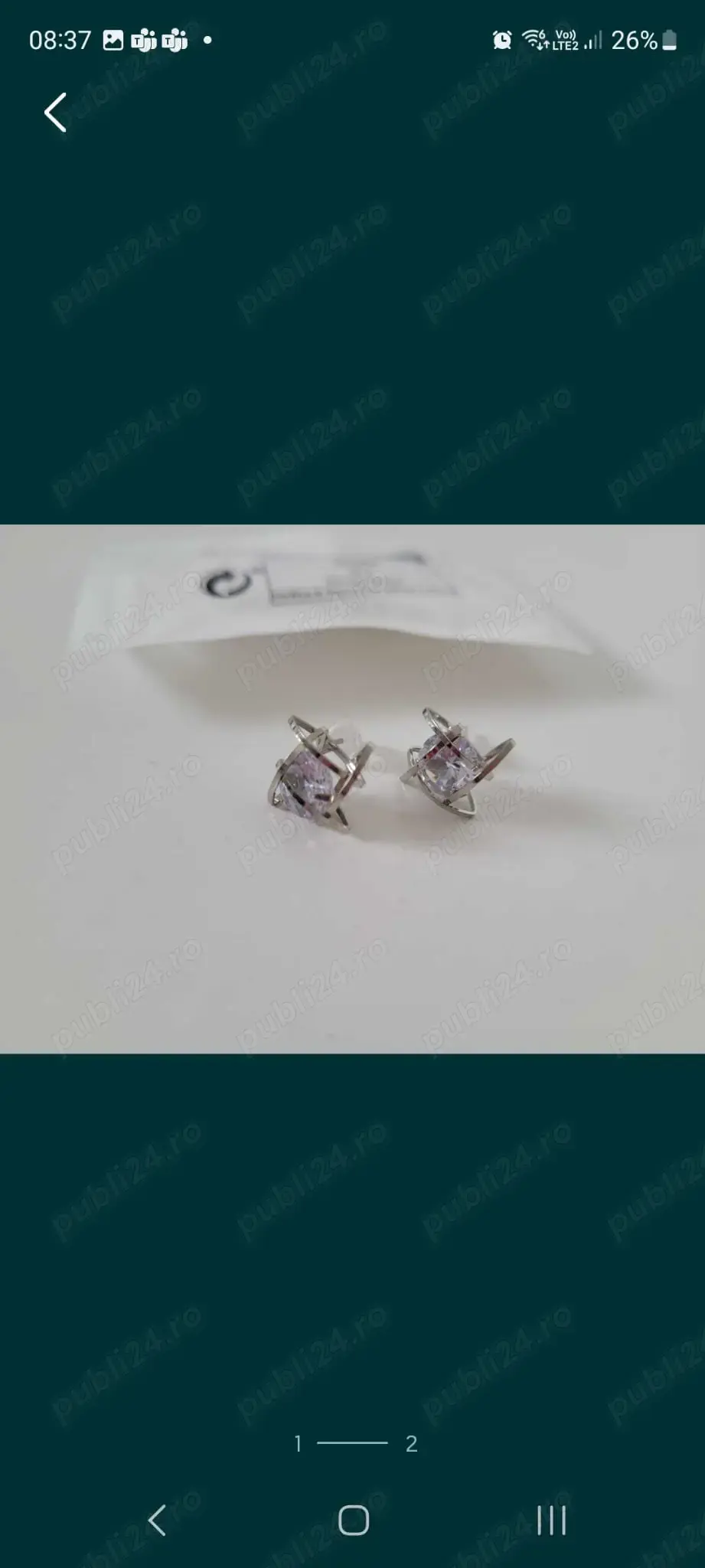 cercei argintii cu piatra transparenta