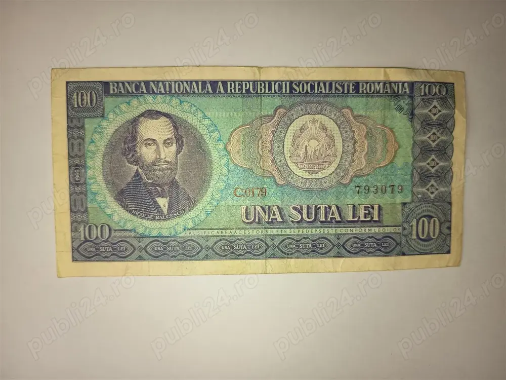 100 lei an 1966, Nicolae Balcescu  100 lei an 1966, Nicolae Balcescu - 1 buc 100 lei an 1966, Nicola