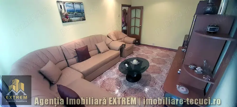 Apartament cu 3 camere, 56mp, etajul 3, în zona CEC din Tecuci