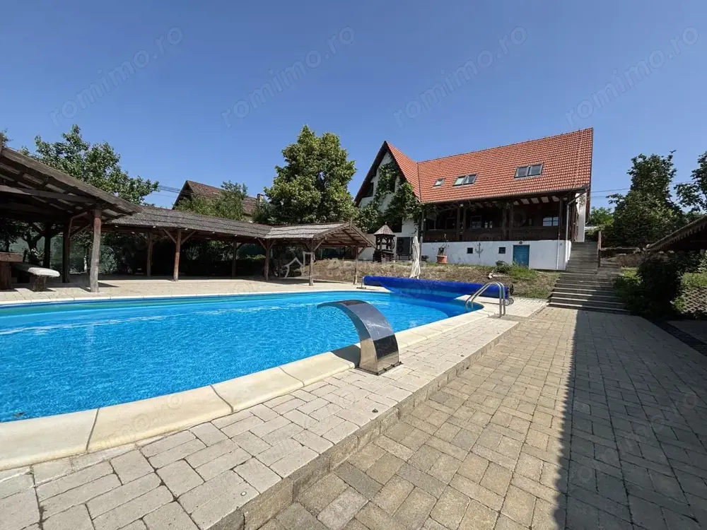 Proprietate de patrimoniu pe malul lacului Paleu - Teren 2.300 mp - piscina - Coliba lui Horea – cas