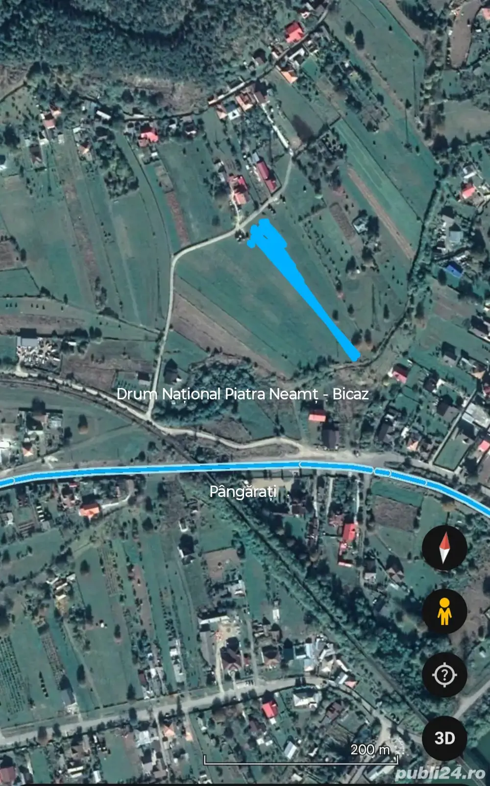 Teren Pangarati 1.150 mp zonă de munte la 15km de oraș 