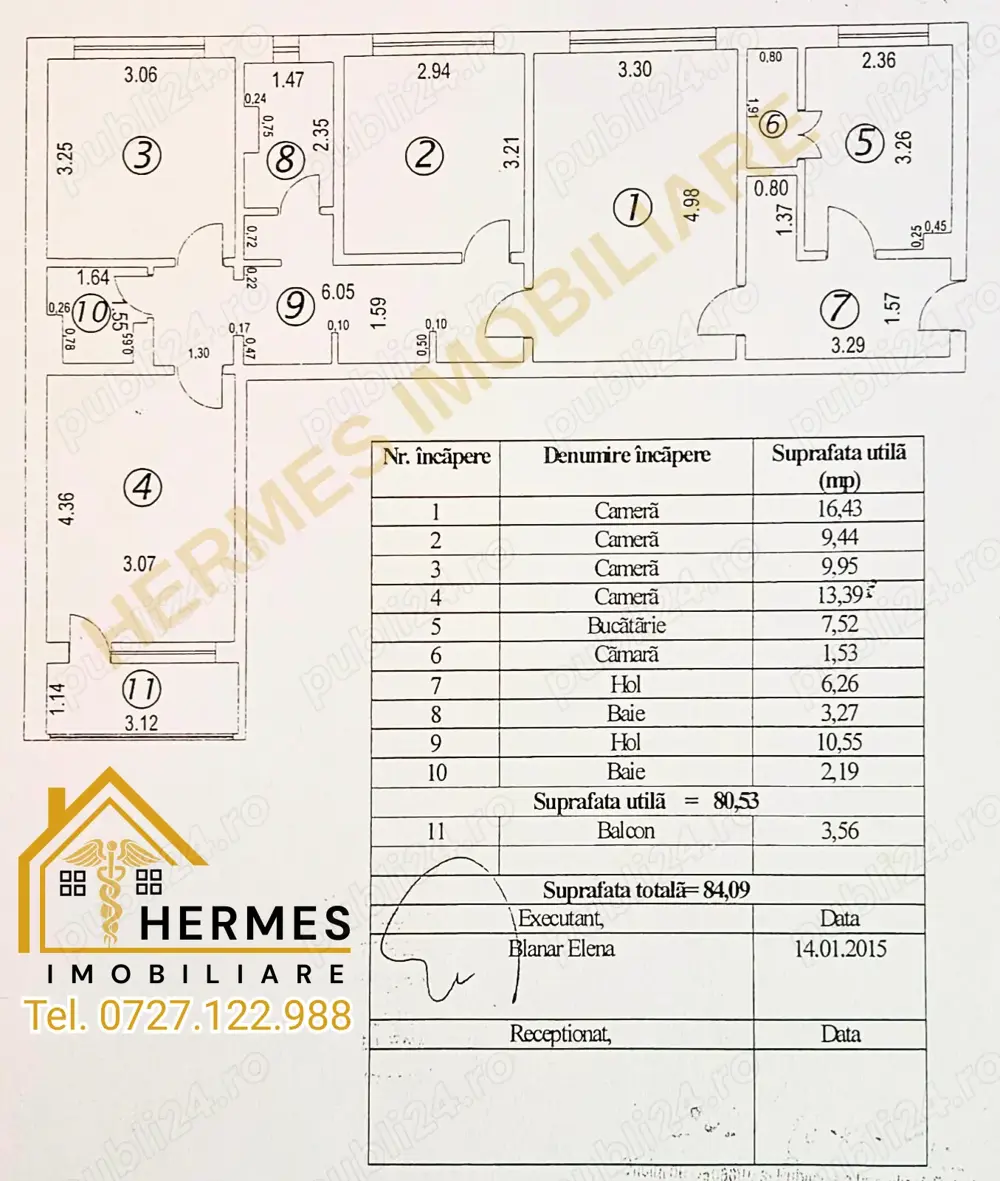 Vand apartament spatios cu 4 camere , semidecomandat in forma de L, Tiglina 3