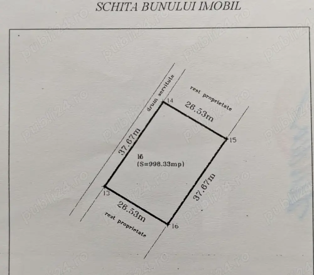 Vand teren intravilan Ganeasa Ilfov 1000 mp, deschidere 38m