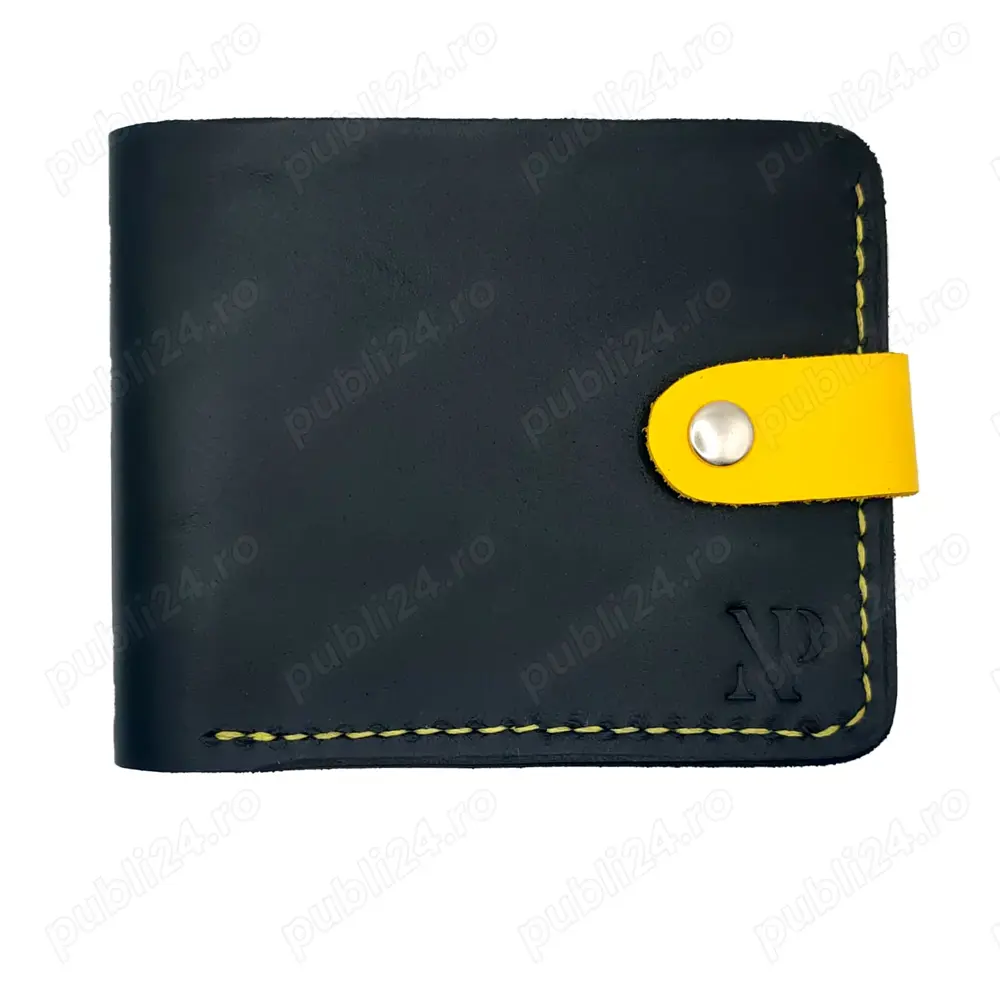 Portofel barbatesc Natty Pell piele naturala, 8 carduri, negru