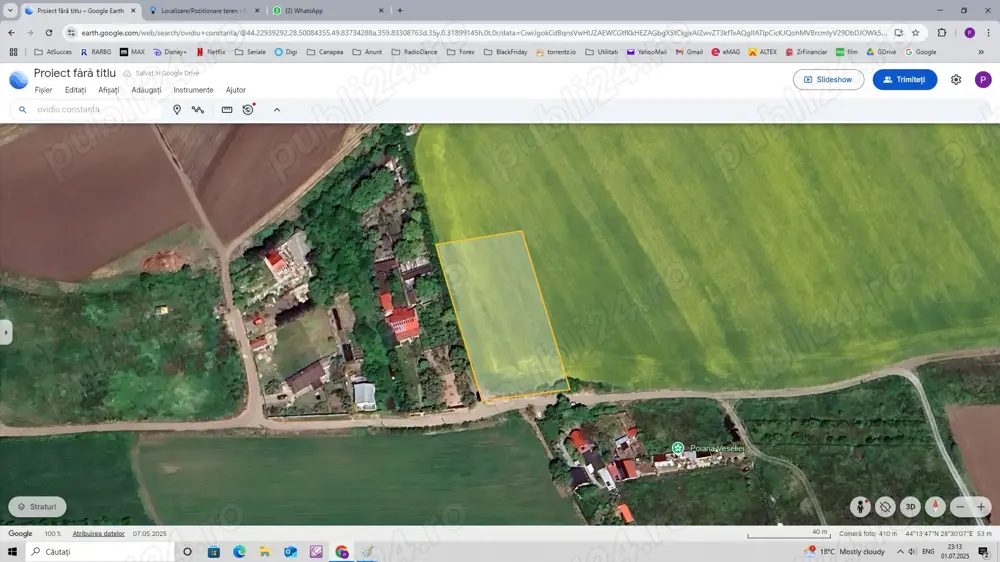 Teren extravilan, 3190 m   localitatea Poiana, oraș Ovidiu, jud. Constanța