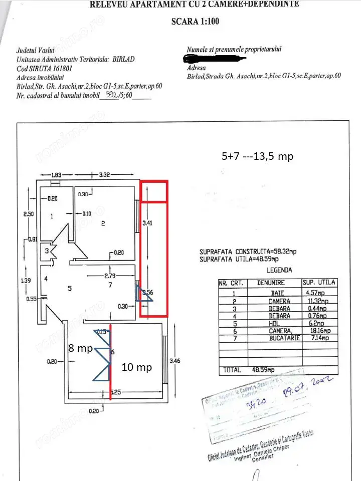 Apartament cu 2 camere , centru Barlad