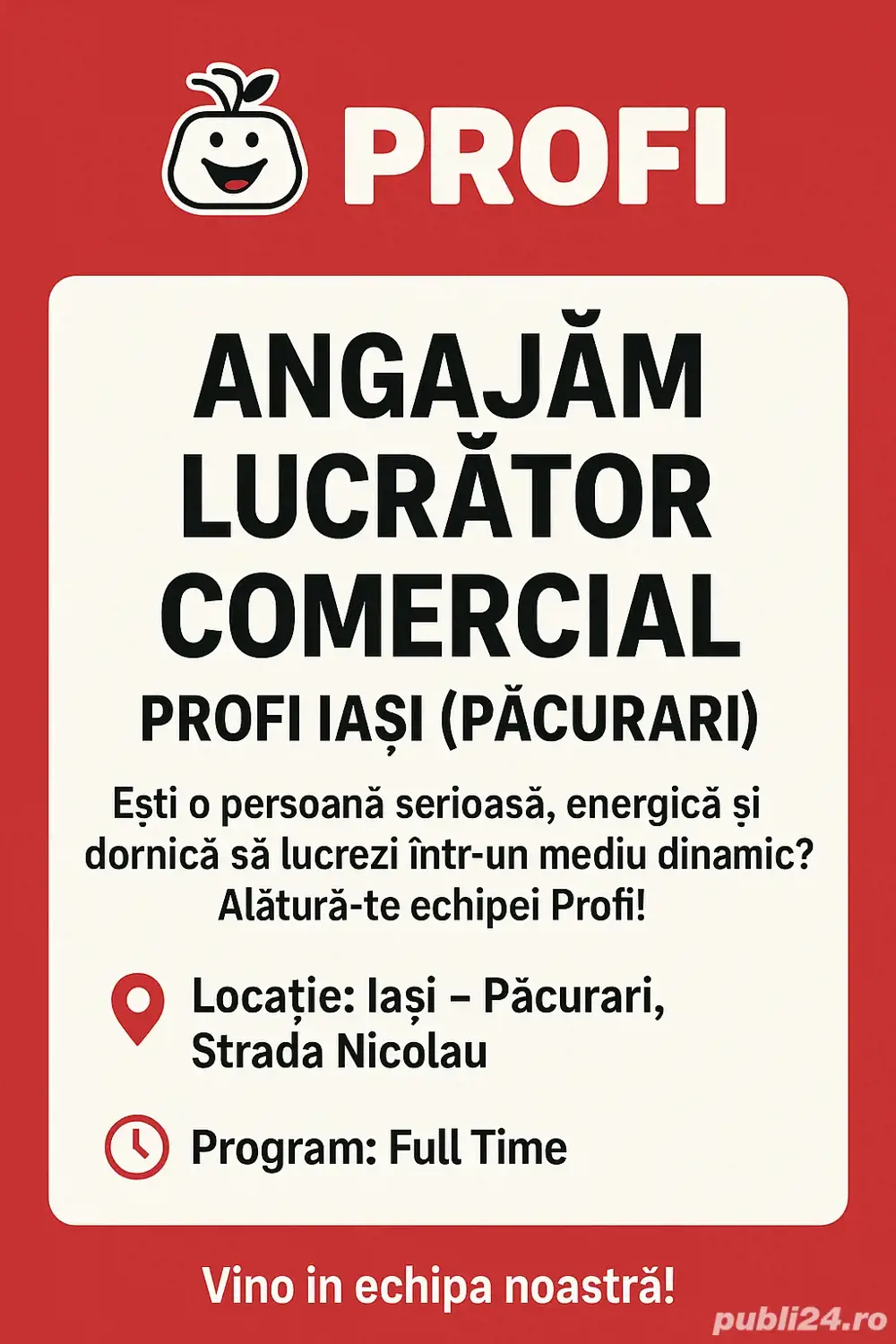 Angajam lucrator comercial Profi Angajam lucrator comercial Profi