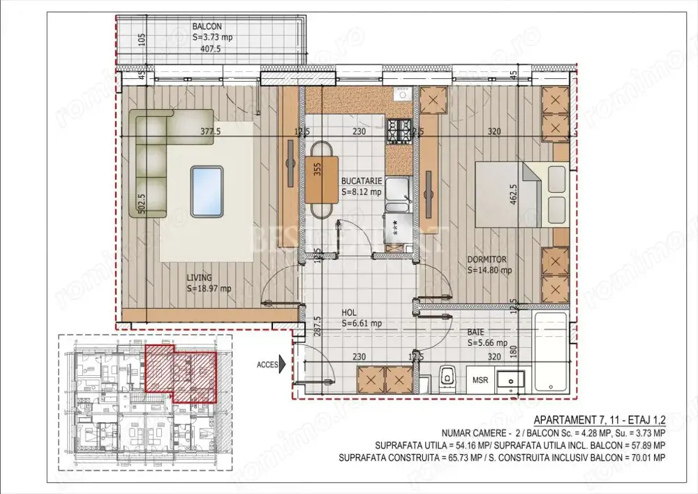 2 Camere Zona Linistita -Acces rapid STB