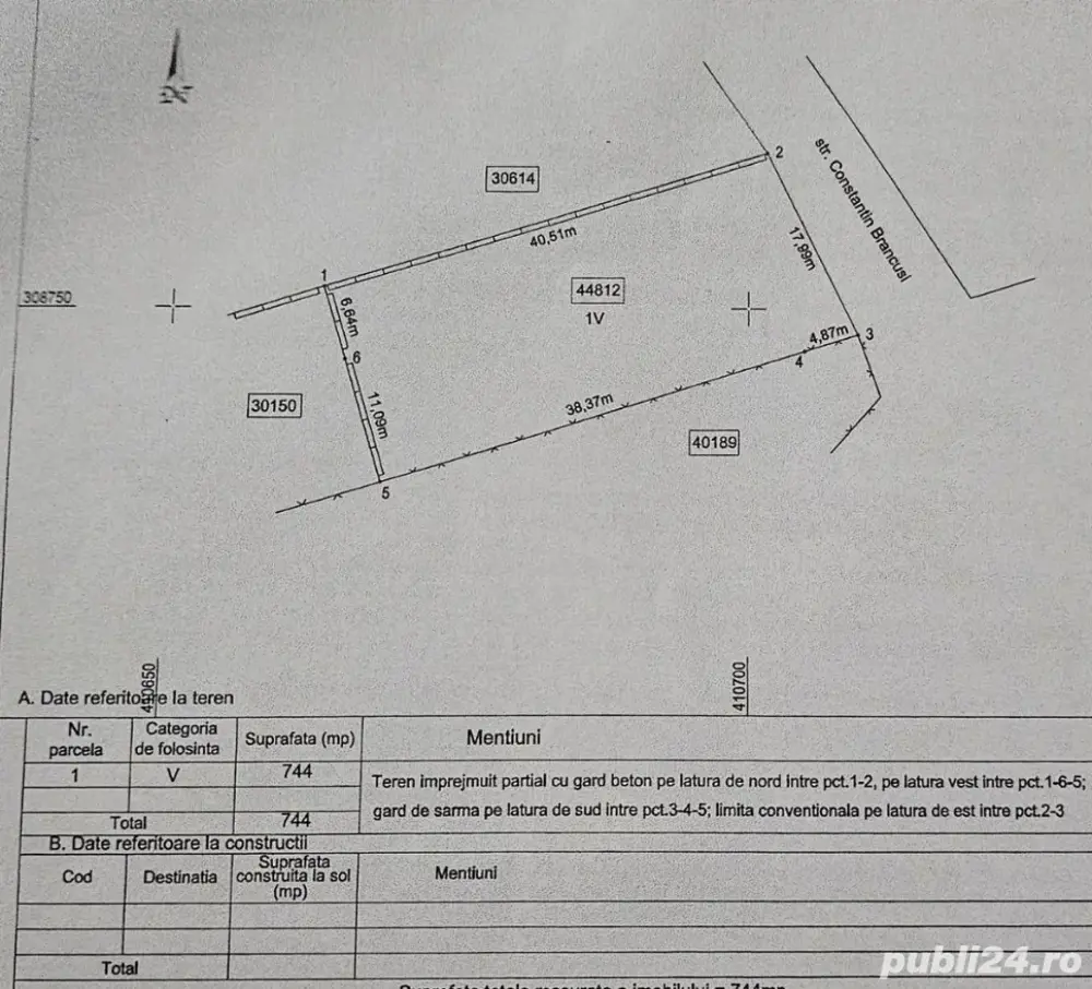 Vand teren intravilan Cârcea, str. Brancusi