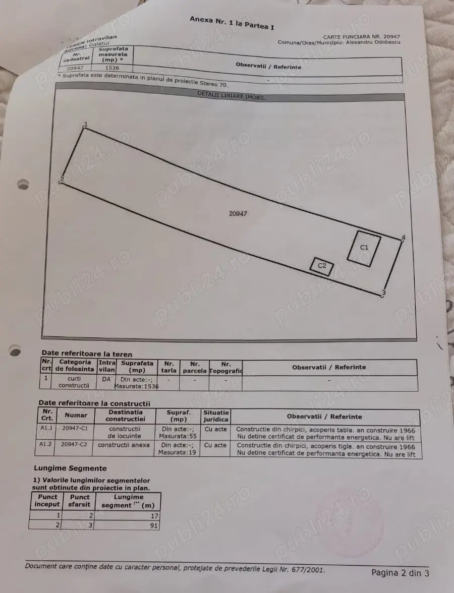 Casă bătrânească  din chirpici 2 camere, sat Gălățui, jud. Călărași 