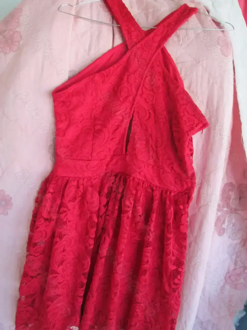 rochie rosie eleganta H&M 40