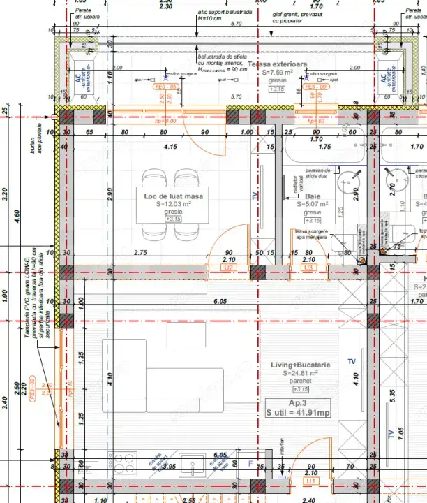 Apartament cu 2 camere, 41,91 mp + balcon 7,6 mp, zona Hotel IQ - Giroc