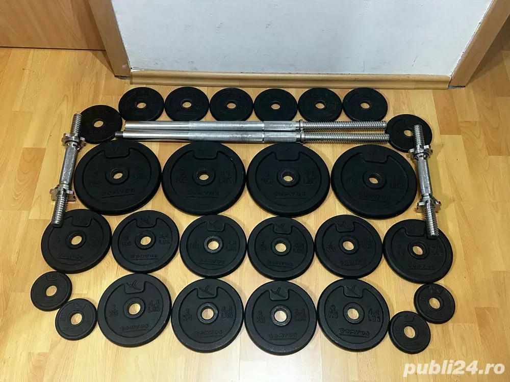 Set fitness Halteră Gantere Discuri  - 65 KG - din metal