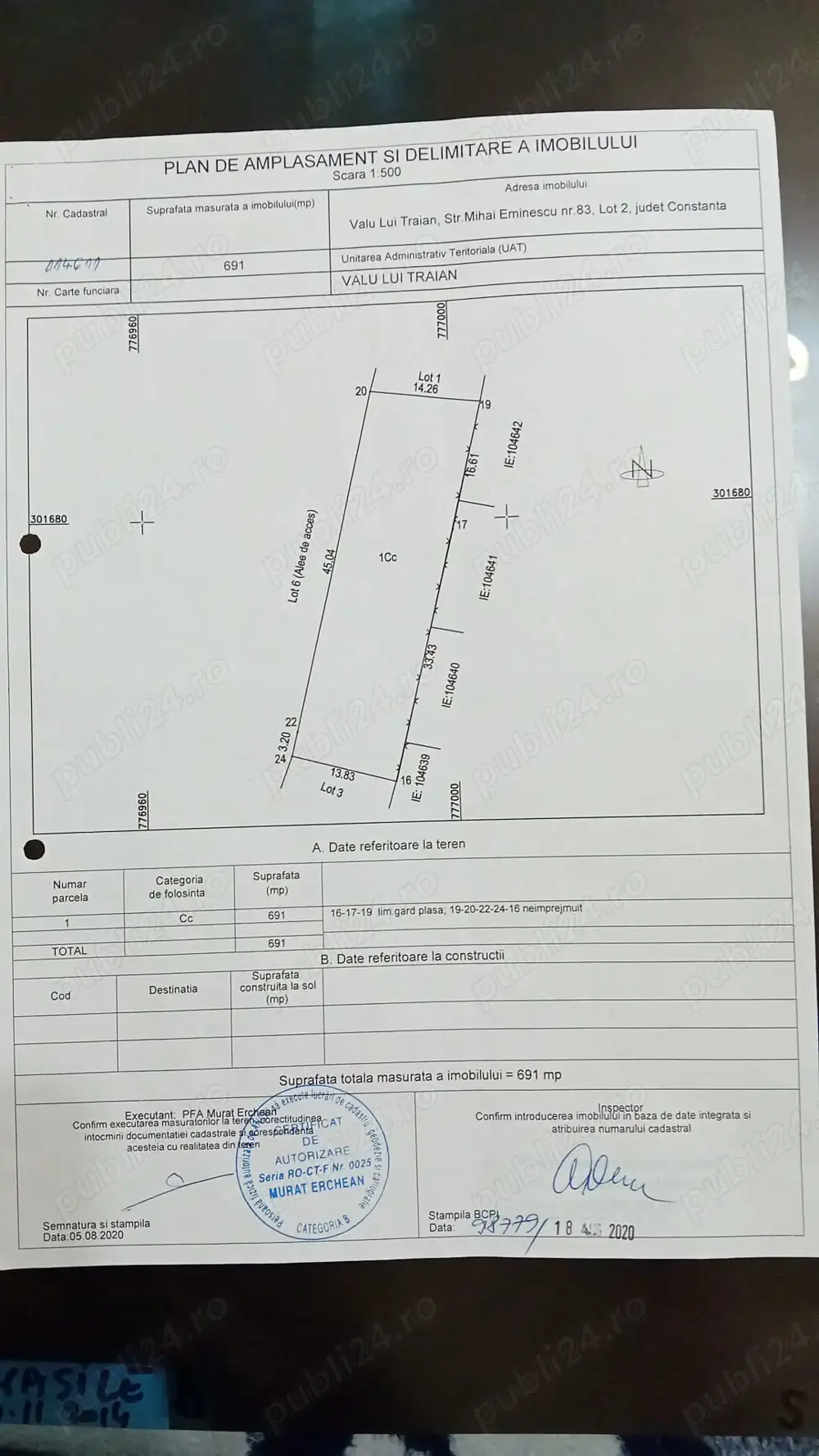 Teren intravilan str M Eminescu