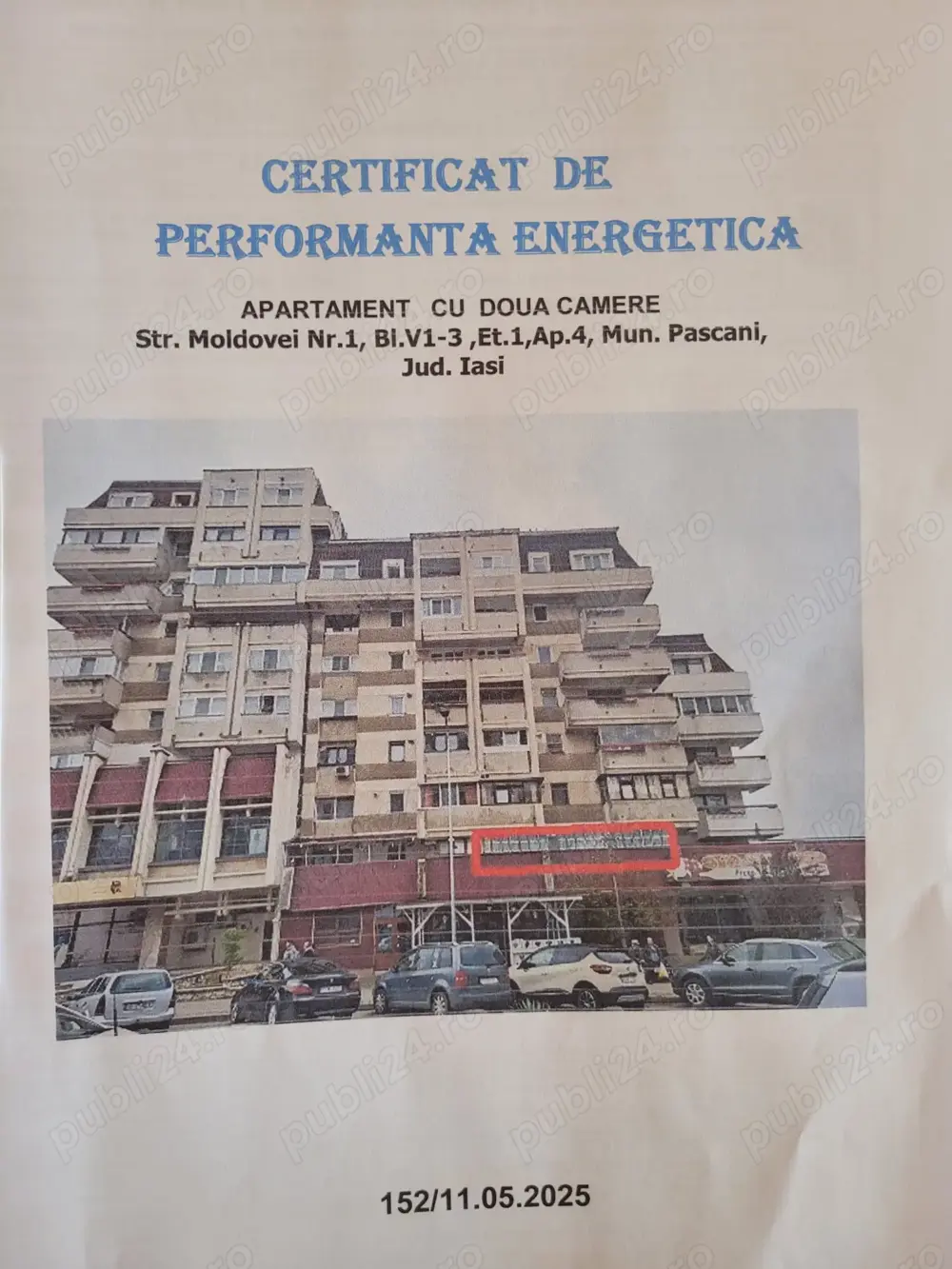 Vând apartament 2 camere 54 metri patrati zonă ultracentrală Pașcani