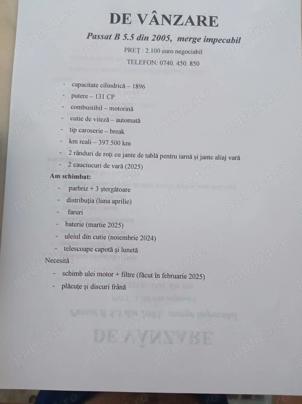 VW Passat-B5.5-de vânzare 