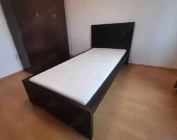 Pat pentru o persoană, negru-maro, 90 x 200 cm