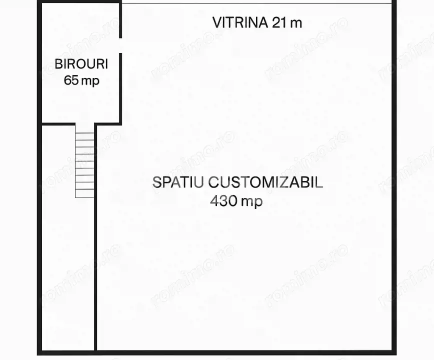 Hala 430mp cu vitrina 21m, posibilitate compartimentare zona circulata