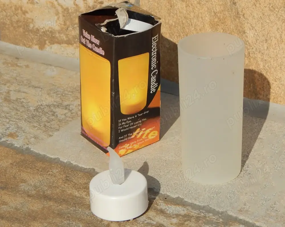 Lumanare electrica cu led si pahar suport cu cutie