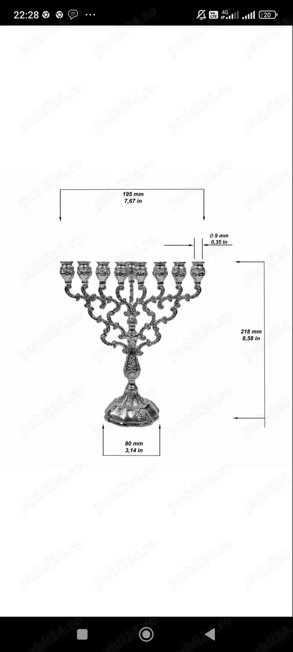 Hanuka argintat cu luminari