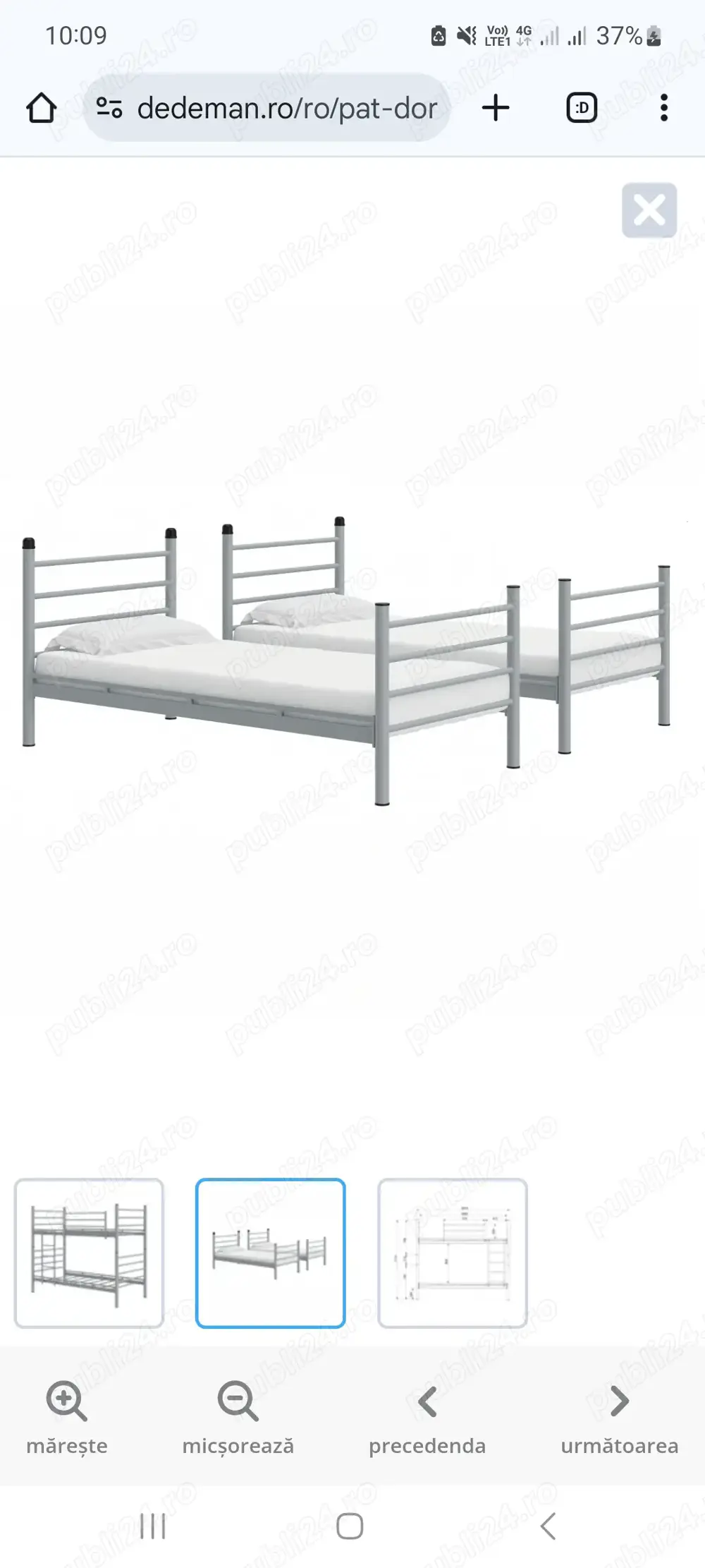 Paturi metal pentru 1 și 2 persoane, raft, comoda