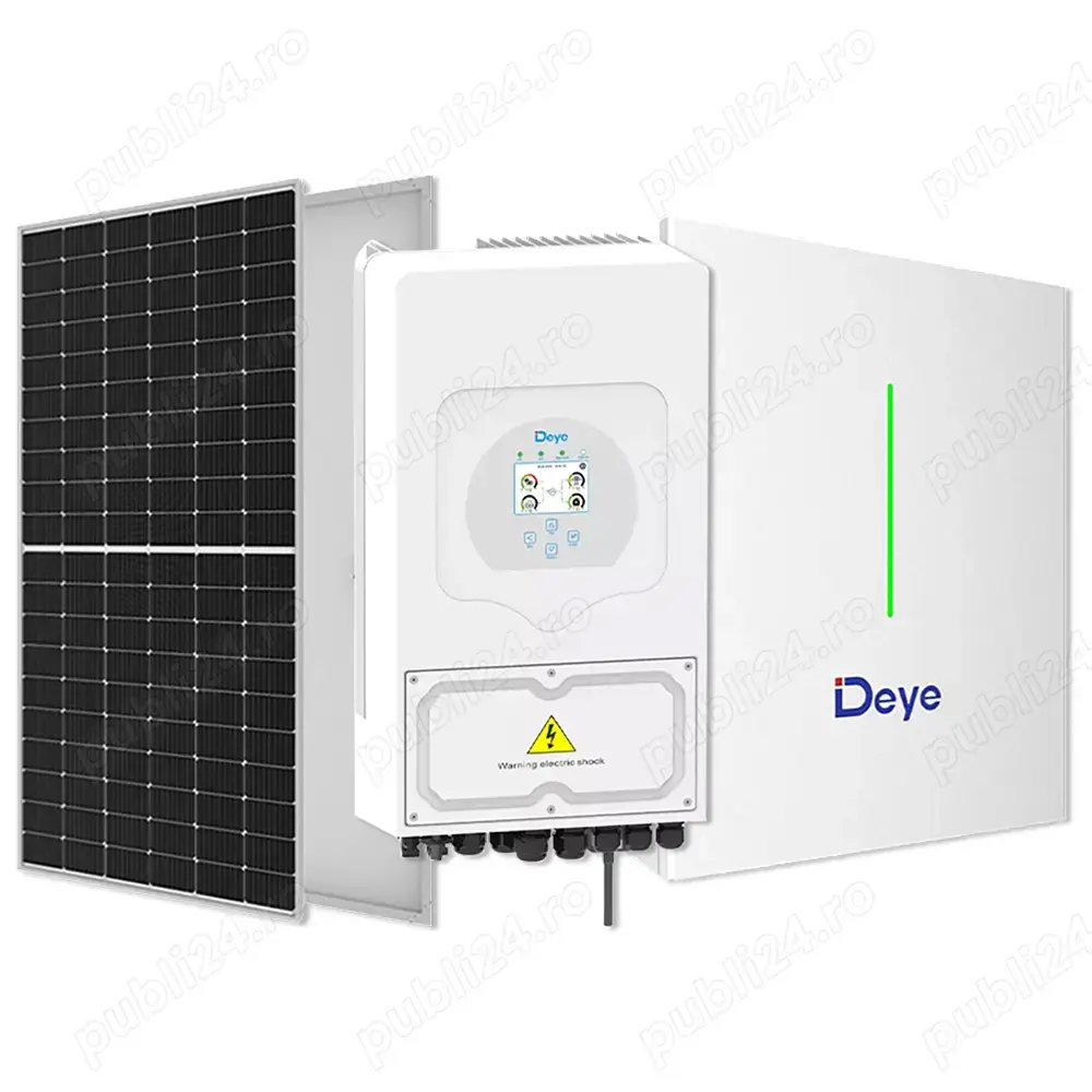 Sistem Fotovoltaic 6 KW DEYE Monofazic Hibrid cu Acumulator 5kw LFP (montaj inclus)