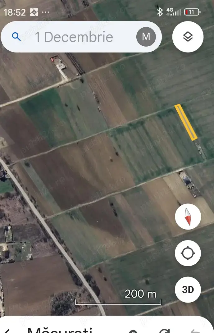 Teren intravilan 1244 mp 1decembrie Ilfov 