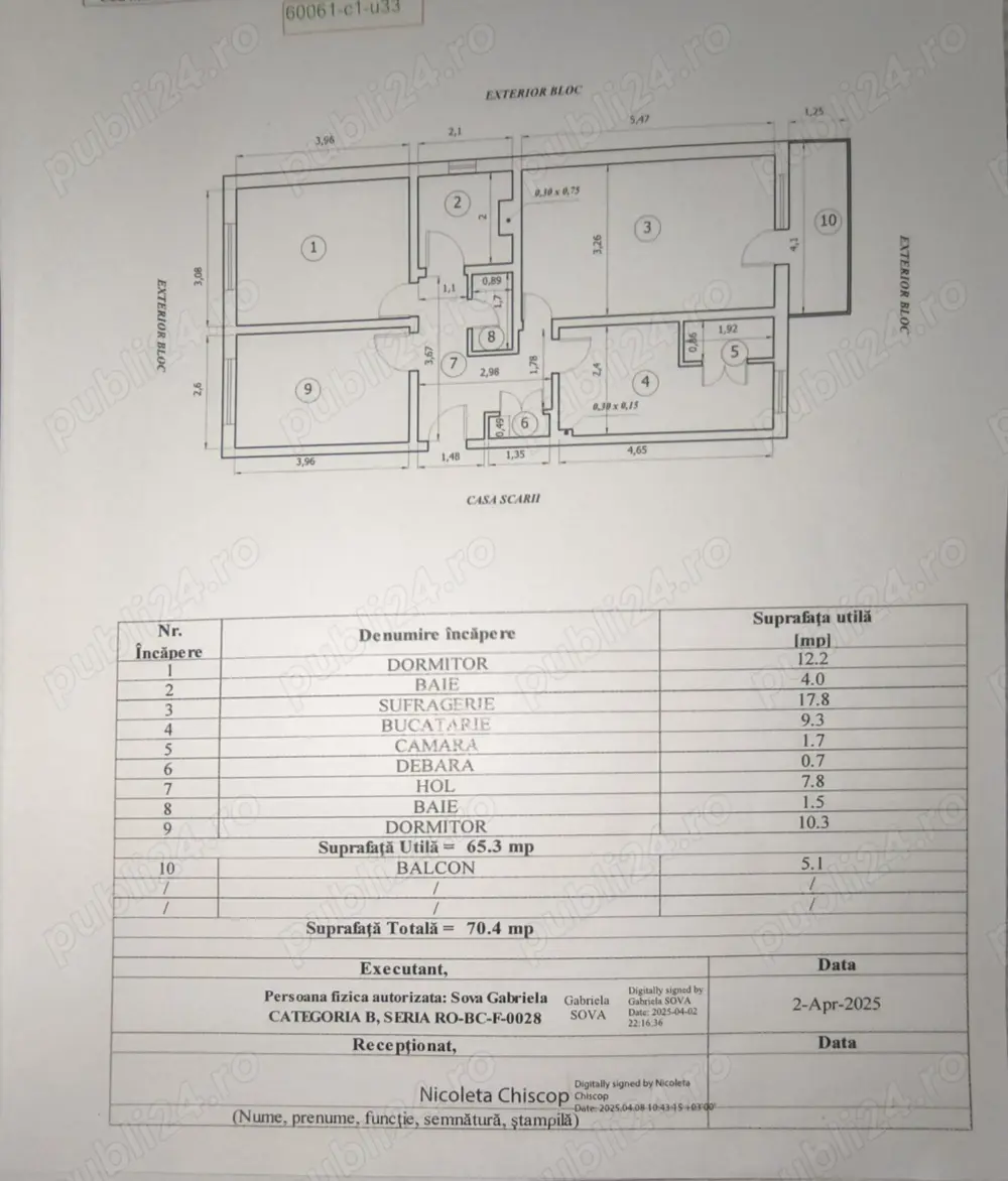 Apartament 3 camere decomandat 