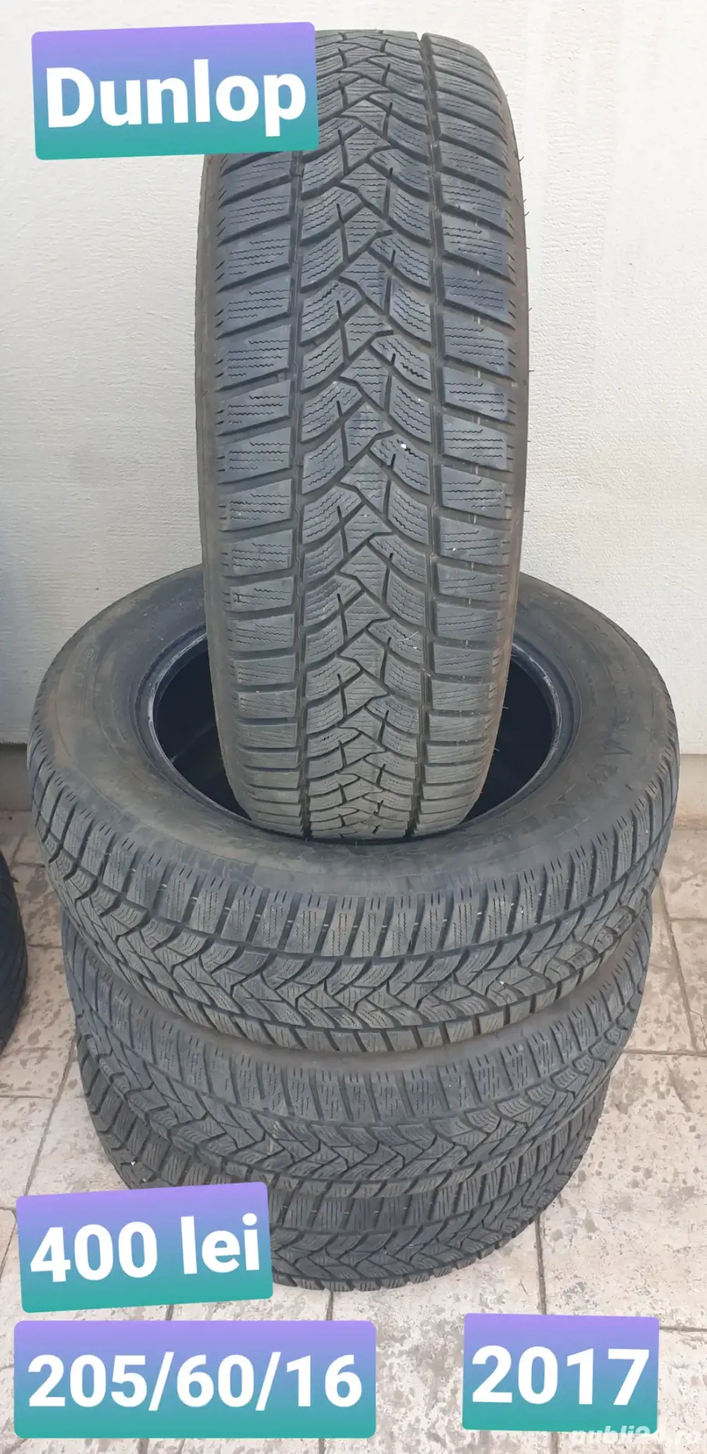 Set 4 anvelope iarna Dunlop 205/60/16 DOT 2017 profil 6mm Opel Pugeot Skoda VW Renault Nissan 