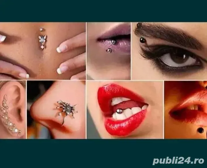 Aplic piercinguri cercei nas buric dermale