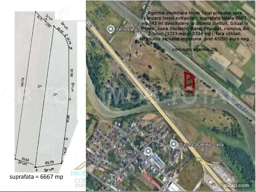 Terenuri Pitesti, zona Sticlelor( Baraj Tudor Vladimirescu)