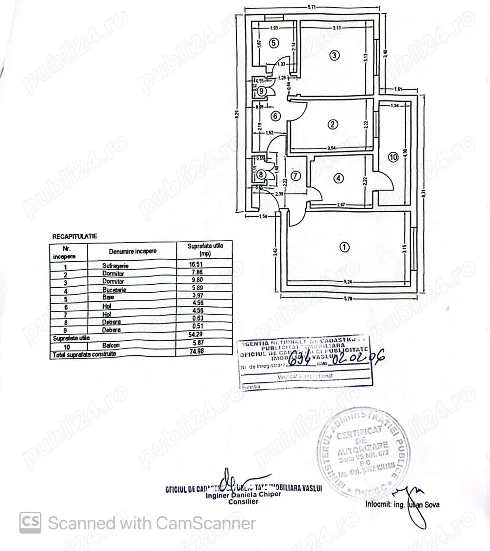Apartament de vânzare cu 3 camere  Apartament de vânzare cu 3 camere