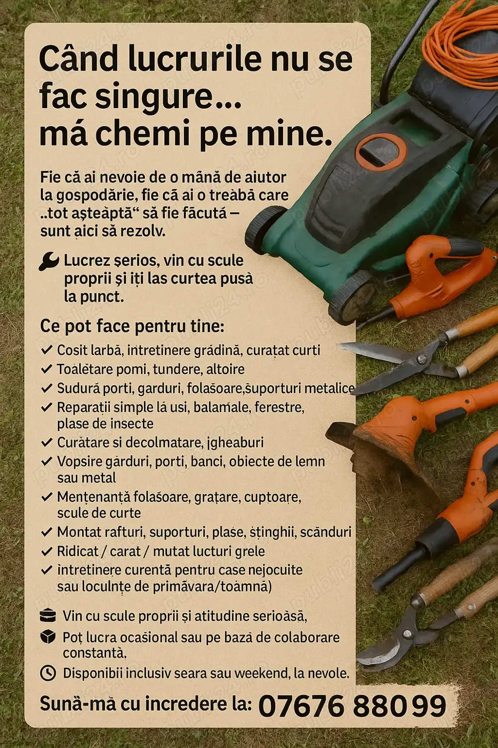 Ajutor Gospodarie Reparatii Ingrijire curte