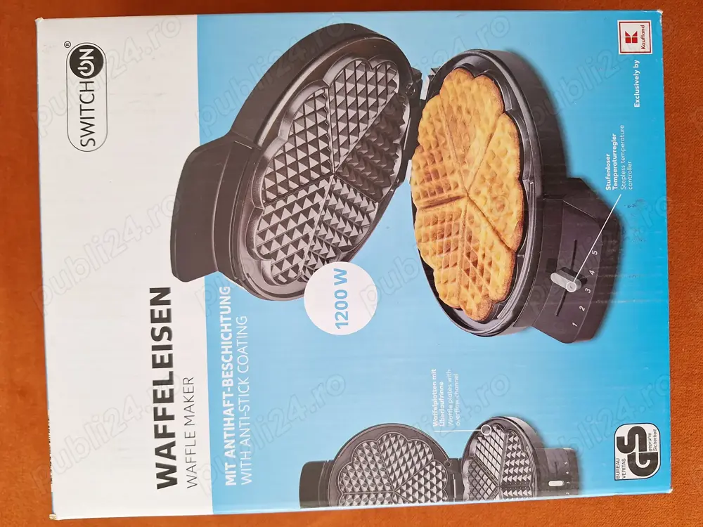 Aparat de gofre - WAFLLE, sandwich, putere: 1200 W, NOU
